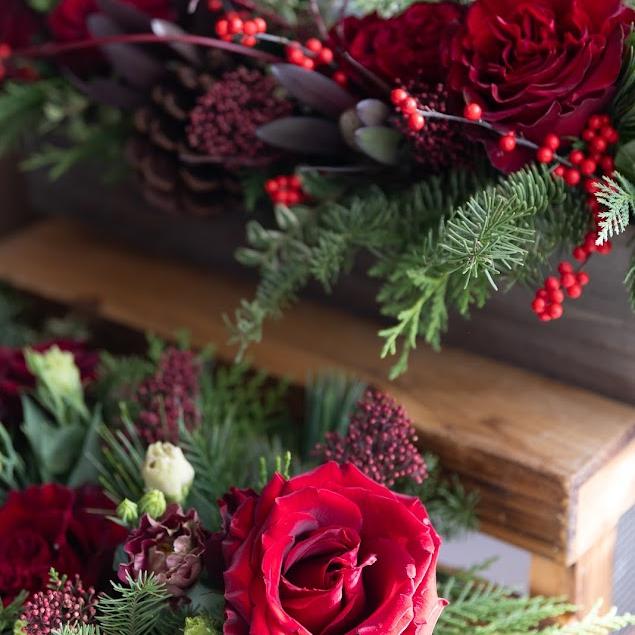 "Red Rustic Winter's Charm" Floral Arrangement