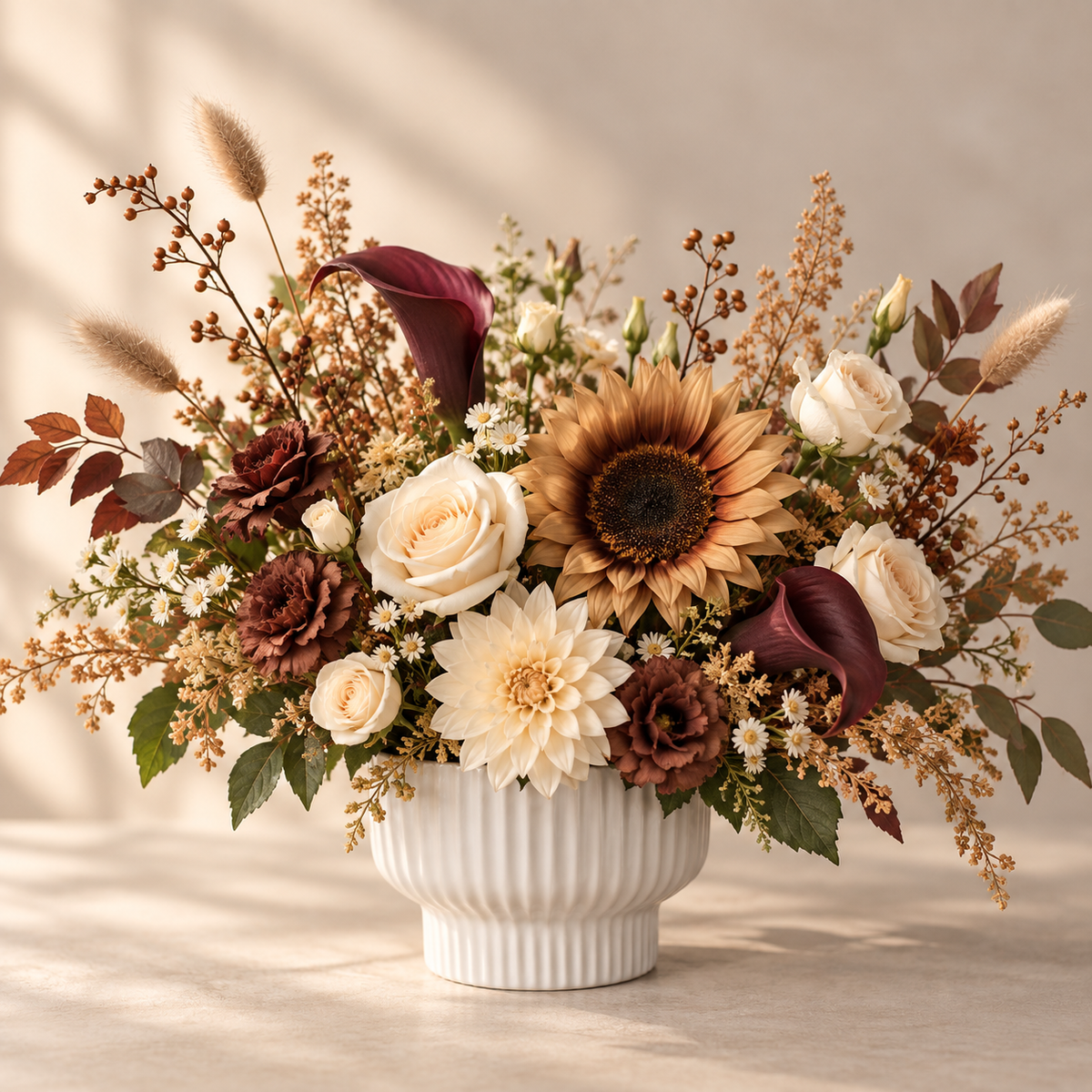 Thanksgiving Harvest Neutral Floral Arrangement