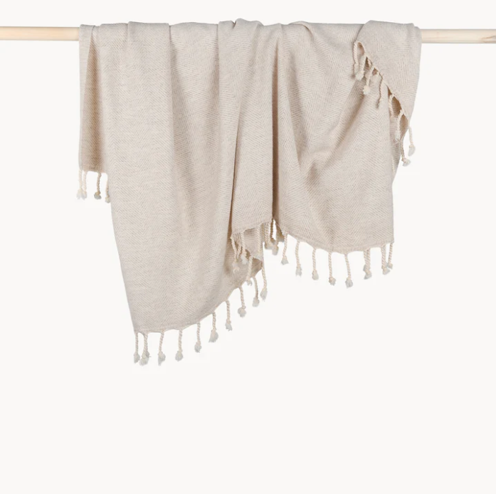 Sophia Herringbone Lambswool Throw Blanket