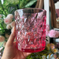 Pink Diamond Etched Glass Vase