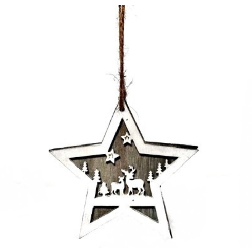 White Laser Cut Wooden Ornaments - Assorted Styles