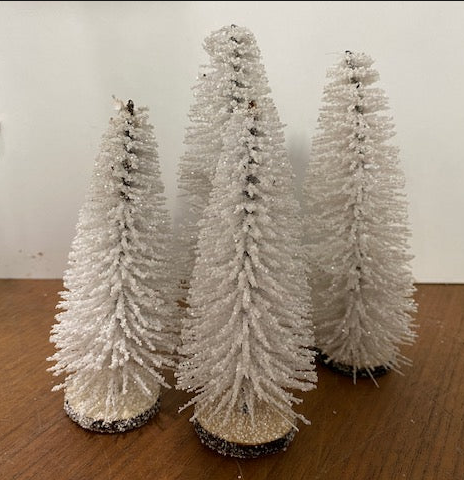 White Bottle Brush Tree Set of 4