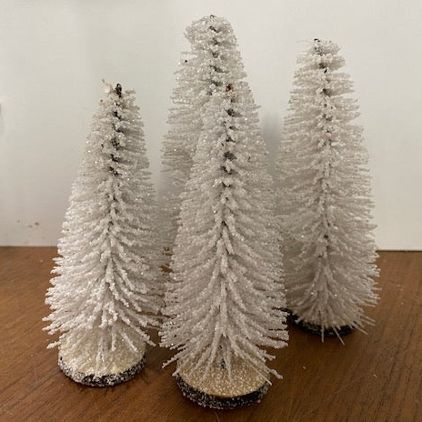 White Bottle Brush Tree Set of 4