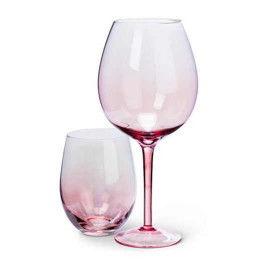 Pink Iris Stemless Wine Glass