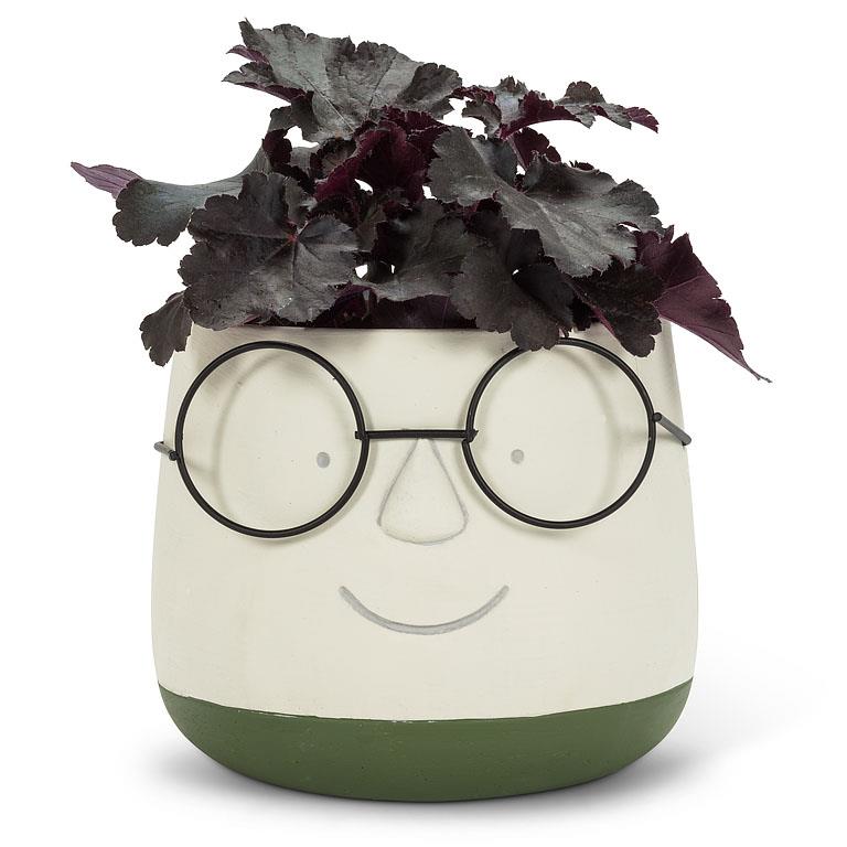 Face Pot with Glasses