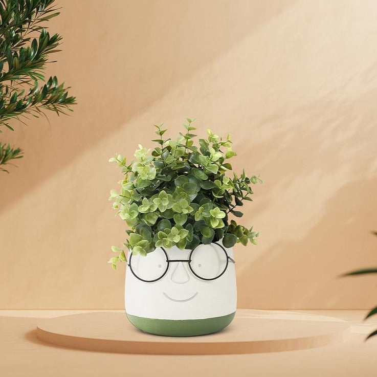 Face Pot with Glasses