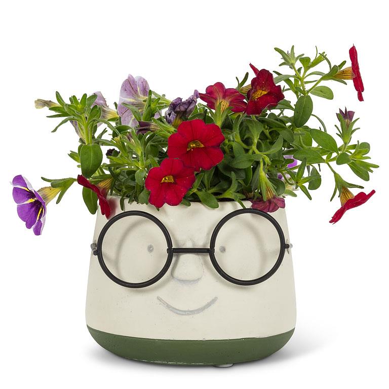 Face Pot with Glasses
