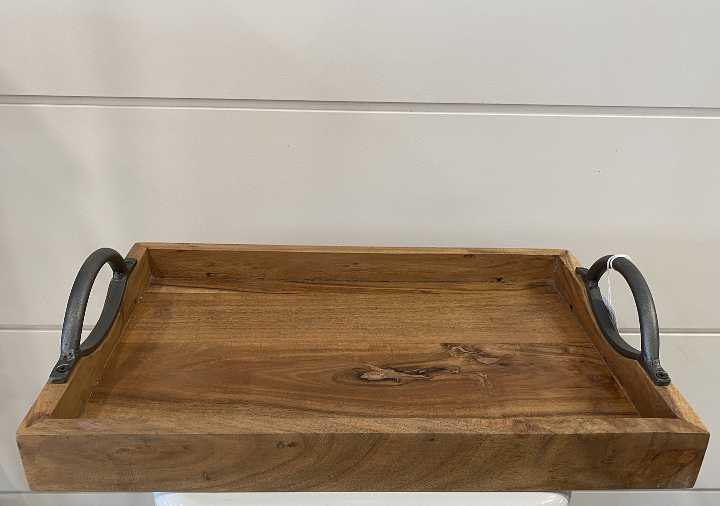 Wooden Tray with Curved Handles – Harp and Fin - Main Image