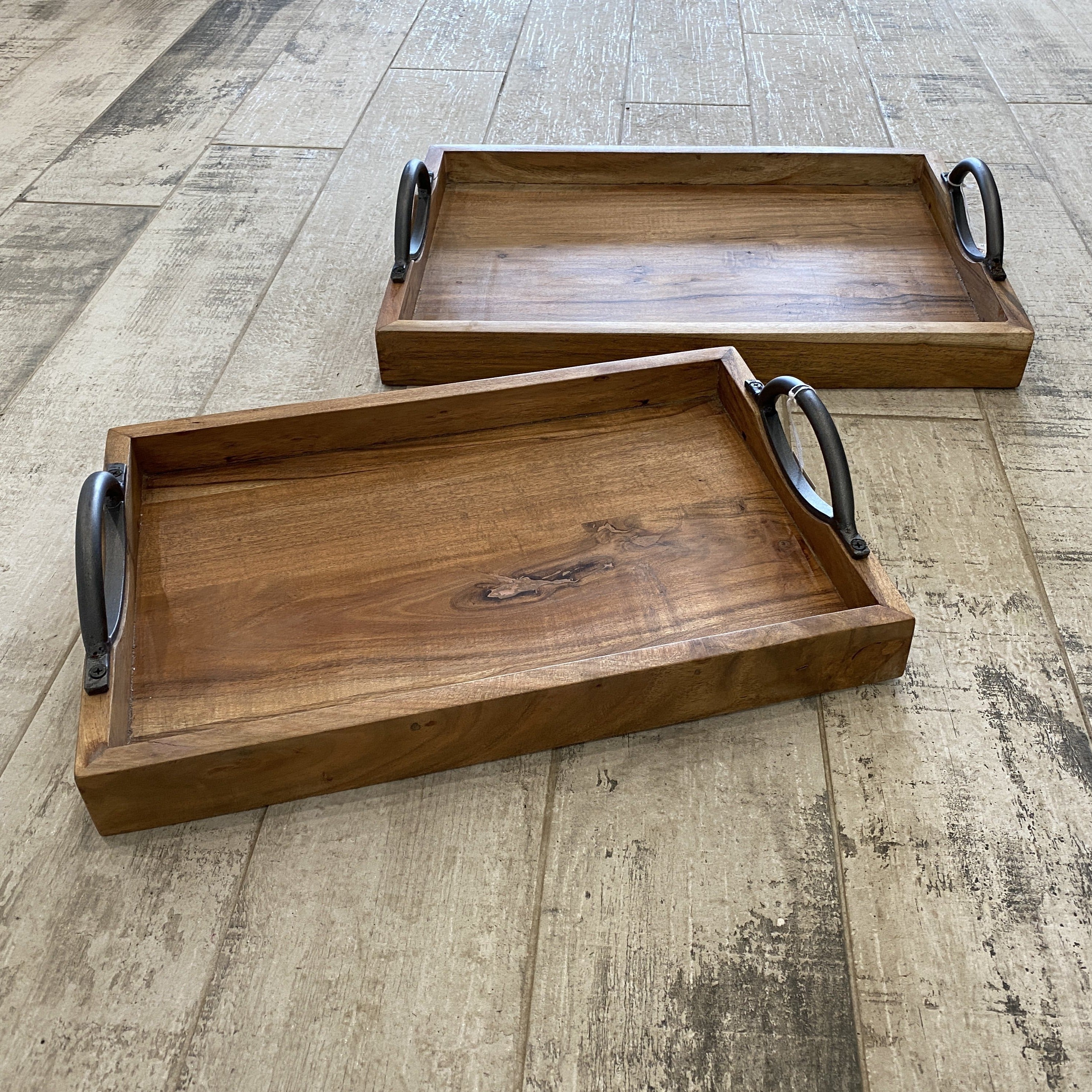 Wooden Tray with Curved Handles