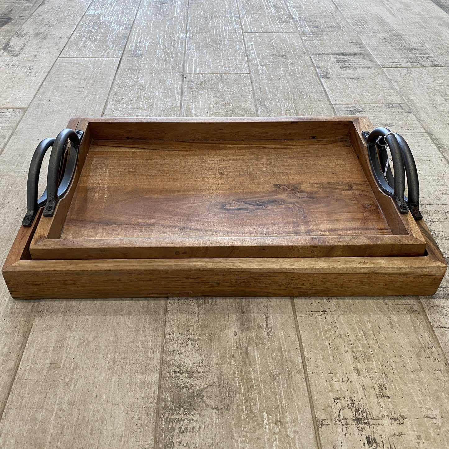 Wooden Tray with Curved Handles