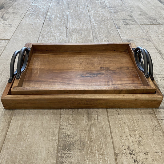 Wooden Tray with Curved Handles
