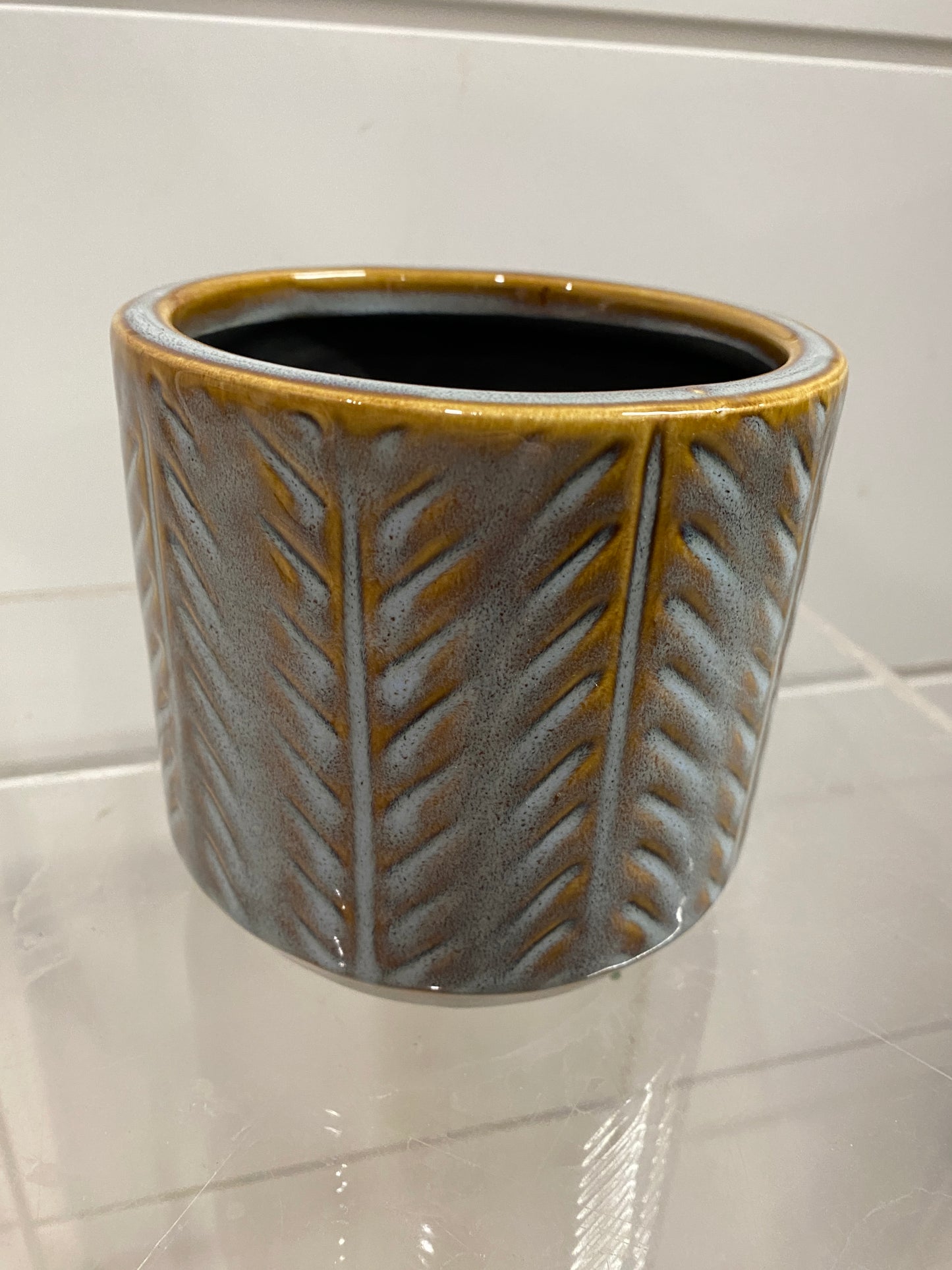 Blue and Brown Glazed Pot