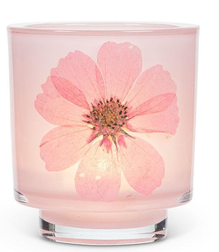 Candle Holder with Pressed Flowers