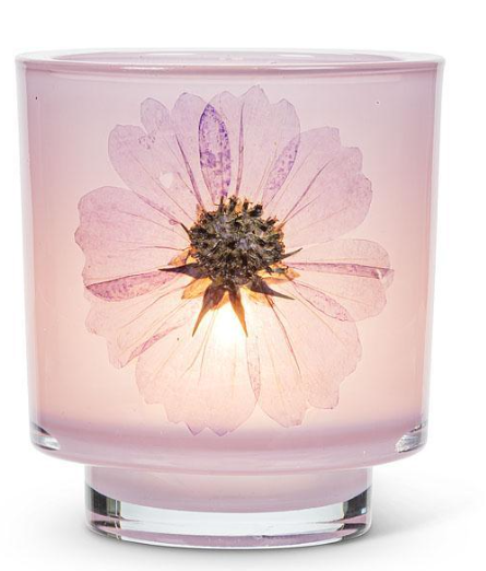 Candle Holder with Pressed Flowers
